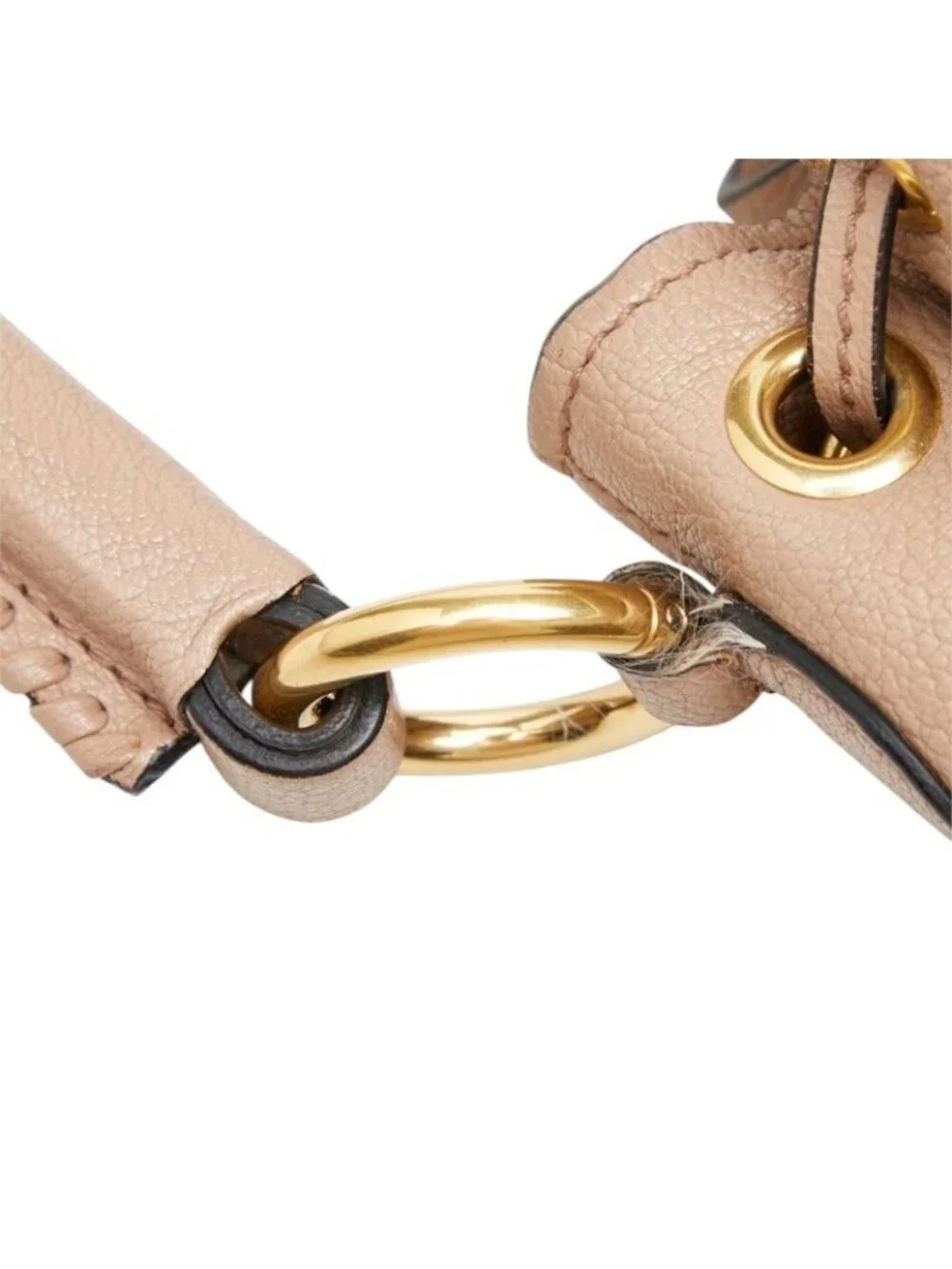 Miu Miu Handbag Drawstring Pink Beige Leather